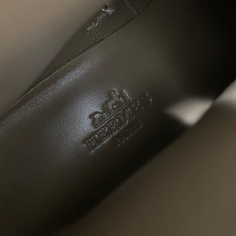 Hermes Neo Boots Short Boots Shoes Leather Black Silver Kelly Hardware