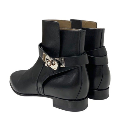 Hermes Neo Boots Short Boots Shoes Leather Black Silver Kelly Hardware