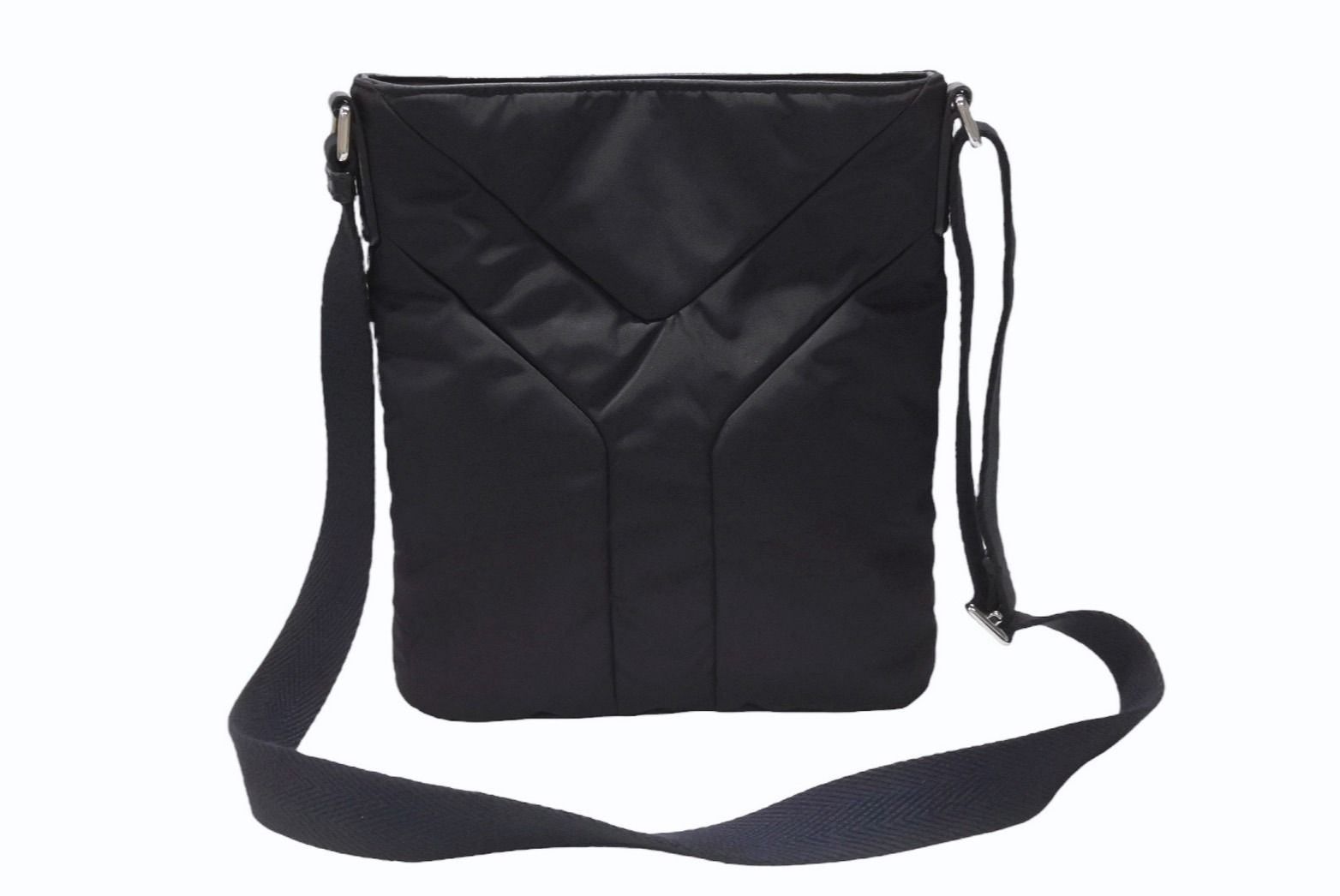 Saint Laurent Nylon Shoulder Bag Black Navy Silver