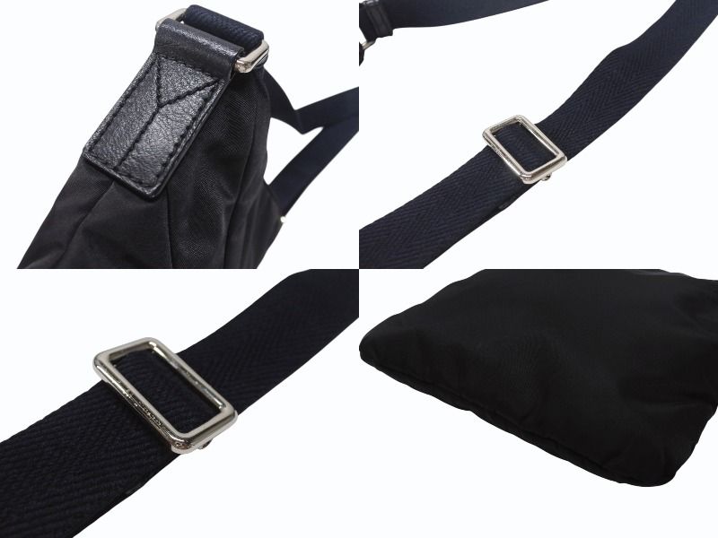 Saint Laurent Nylon Shoulder Bag Black Navy Silver — view 5