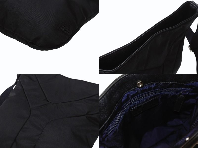 Saint Laurent Nylon Shoulder Bag Black Navy Silver — view 7