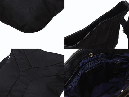 Saint Laurent Nylon Shoulder Bag Black Navy Silver — view 7
