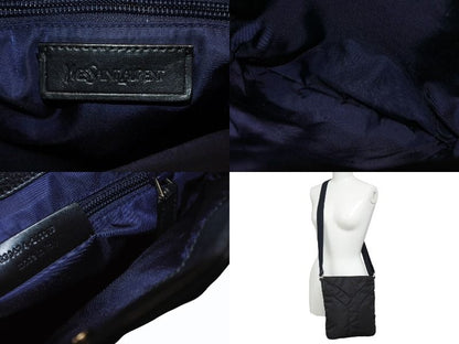 Saint Laurent Nylon Shoulder Bag Black Navy Silver — view 8