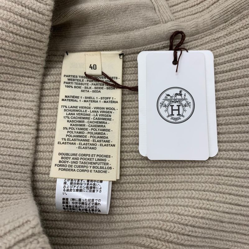 Hermes Outerwear Beige Multicolor Twill Reine Vest Quilted