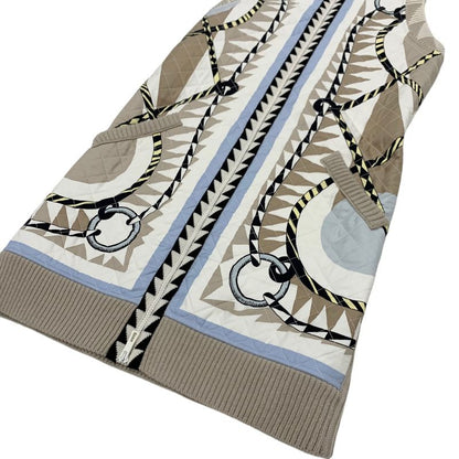 Hermes Outerwear Beige Multicolor Twill Reine Vest Quilted