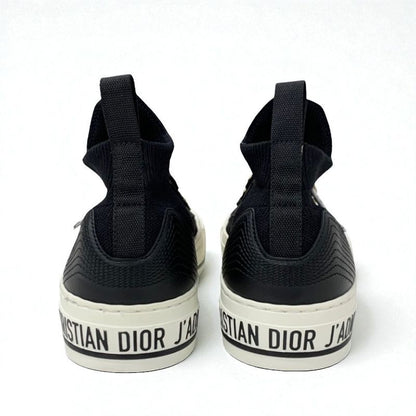 Christian DIOR Walkndior Sneakers Shoes Knit Leather Black White Logo