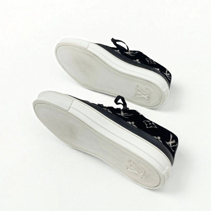 Louis Vuitton Stellar Line Monogram Sneakers Shoes Velor Leather Black