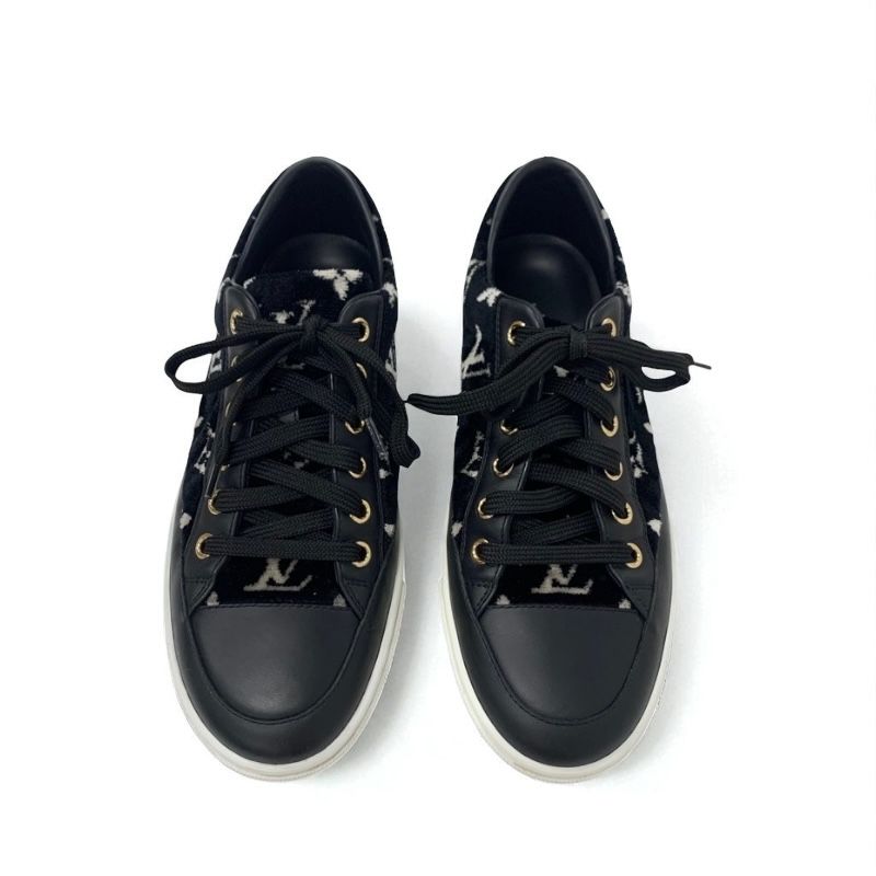 Louis Vuitton Stellar Line Monogram Sneakers Shoes Velor Leather Black