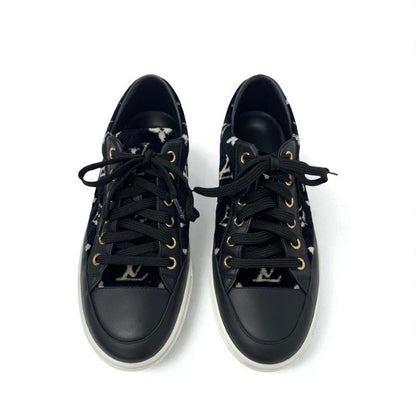 Louis Vuitton Stellar Line Monogram Sneakers Shoes Velor Leather Black
