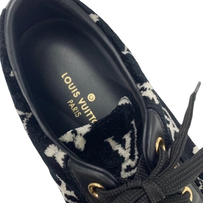 Louis Vuitton Stellar Line Monogram Sneakers Shoes Velor Leather Black