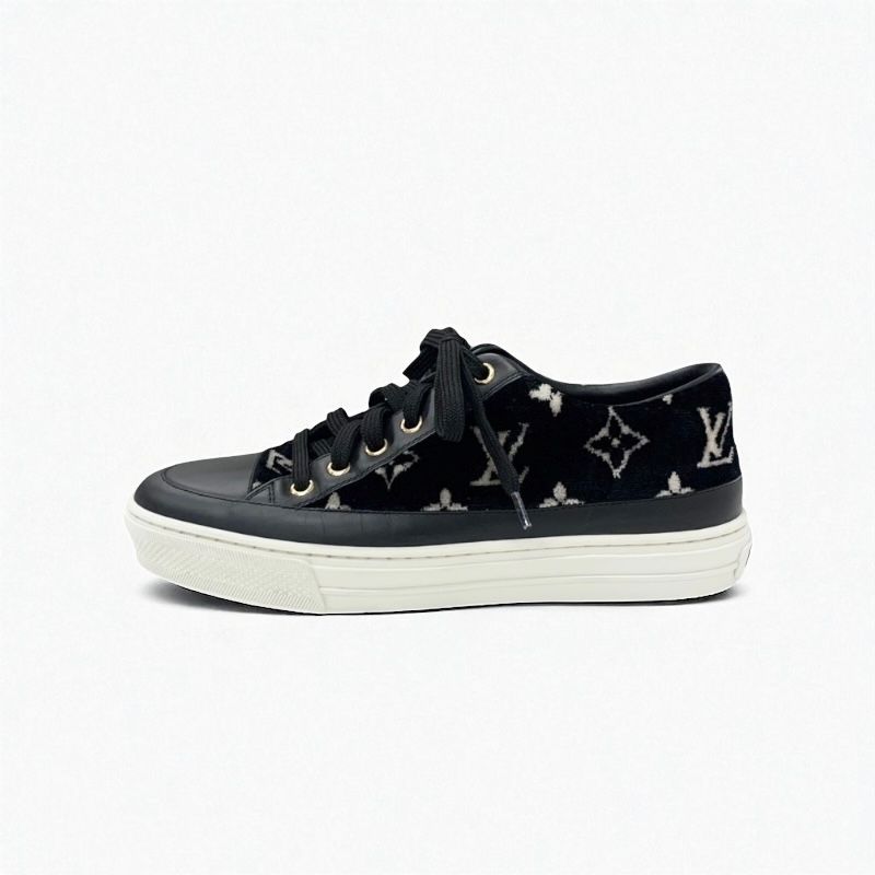 Louis Vuitton Stellar Line Monogram Sneakers Shoes Velor Leather Black