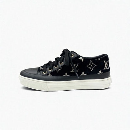 Louis Vuitton Stellar Line Monogram Sneakers Shoes Velor Leather Black