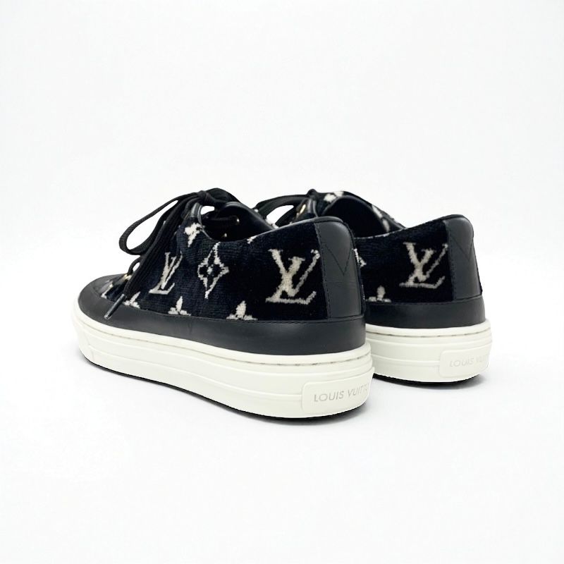 Louis Vuitton Stellar Line Monogram Sneakers Shoes Velor Leather Black