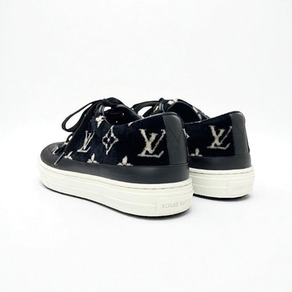 Louis Vuitton Stellar Line Monogram Sneakers Shoes Velor Leather Black