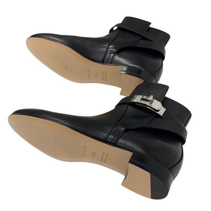 Hermes Neo Boots Short Boots Shoes Leather Black Silver Unused Kelly Hardware