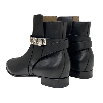 Hermes Neo Boots Short Boots Shoes Leather Black Silver Unused Kelly Hardware