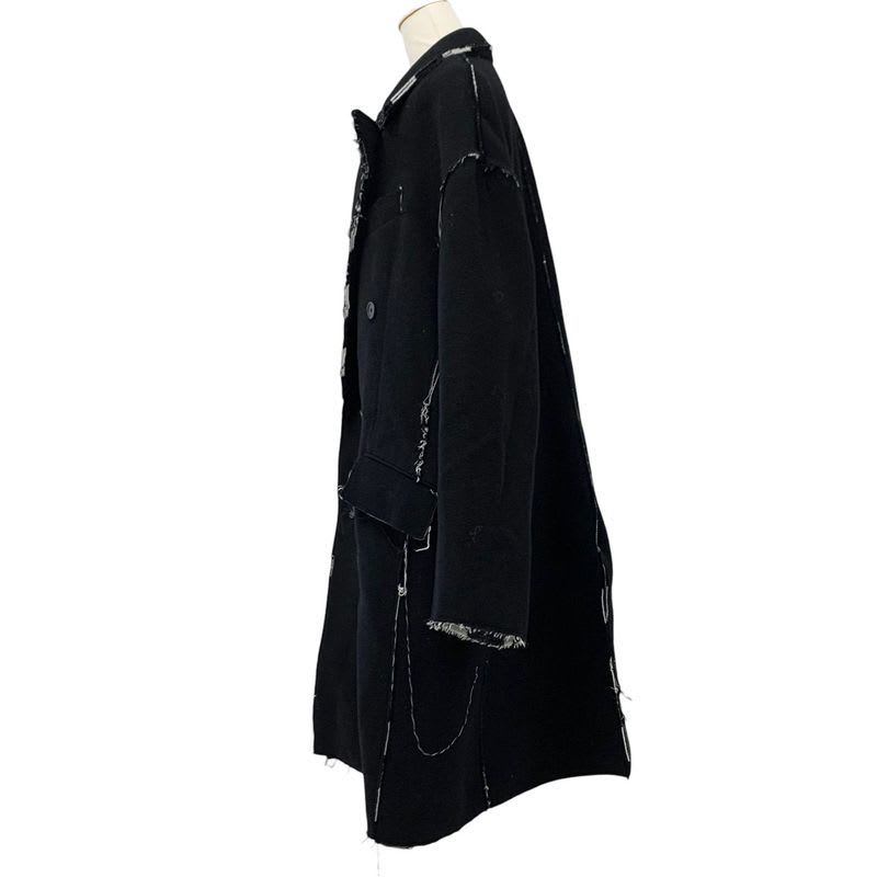 Balenciaga Outerwear Black White Coat Raw Edge Oversize Check
