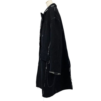 Balenciaga Outerwear Black White Coat Raw Edge Oversize Check