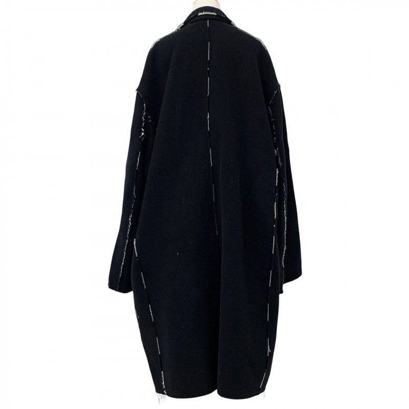Balenciaga Outerwear Black White Coat Raw Edge Oversize Check