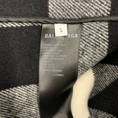 Balenciaga Outerwear Black White Coat Raw Edge Oversize Check