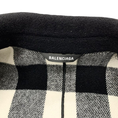 Balenciaga Outerwear Black White Coat Raw Edge Oversize Check