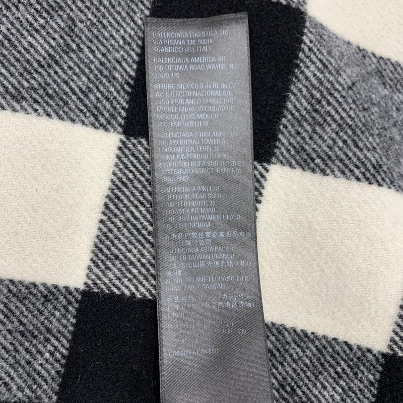 Balenciaga Outerwear Black White Coat Raw Edge Oversize Check