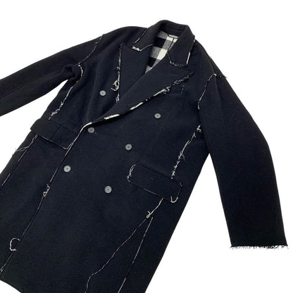 Balenciaga Outerwear Black White Coat Raw Edge Oversize Check