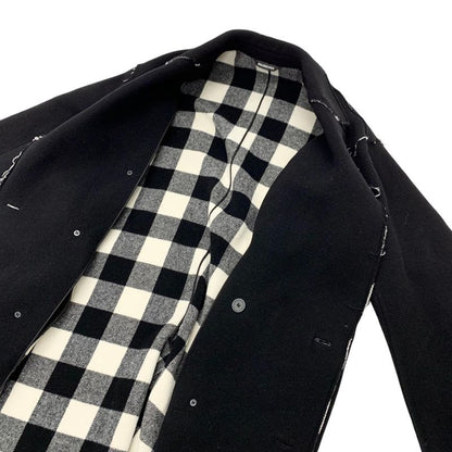 Balenciaga Outerwear Black White Coat Raw Edge Oversize Check
