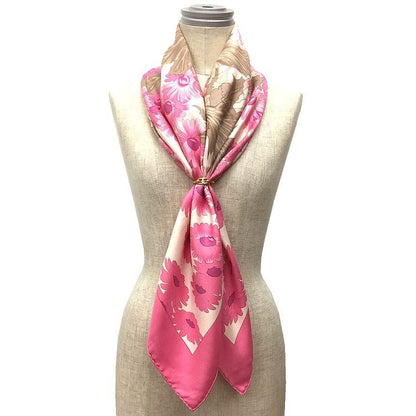 Hermes Scarf Carré 90 Fleurs Et Carlines II Bouquet Of Sunflowers Pink Aq11816