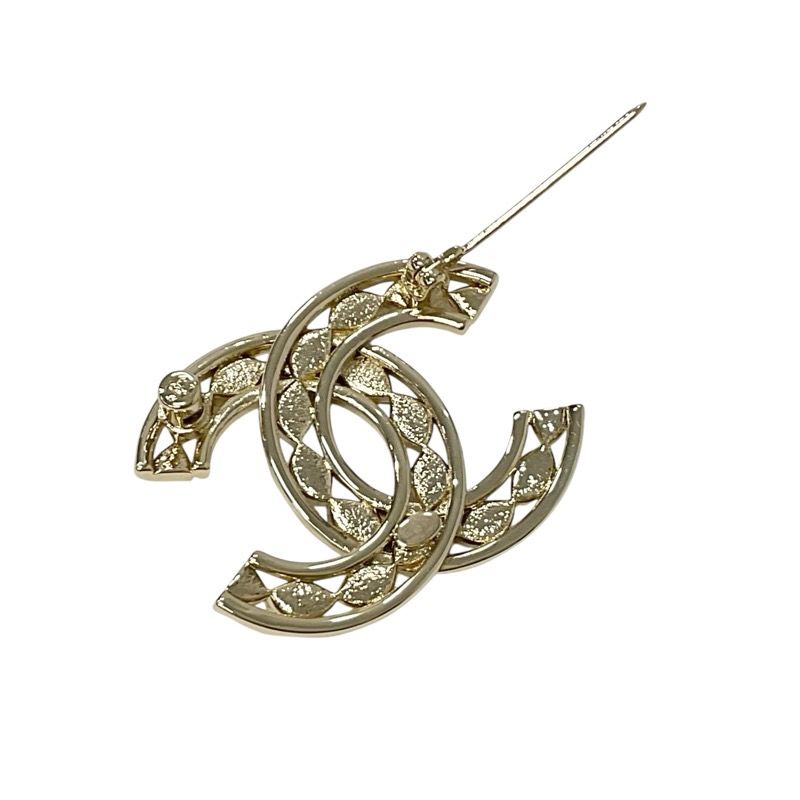 Chanel Brooch Corsage Gold Here Mark Rhinestone