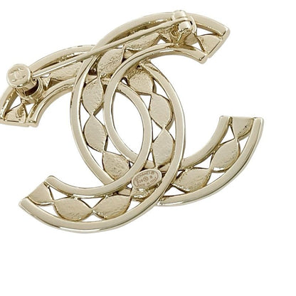 Chanel Brooch Corsage Gold Here Mark Rhinestone