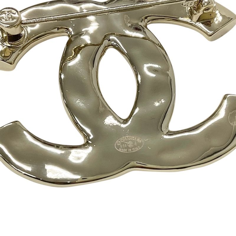 Chanel Brooch Corsage Gold Here Mark Rhinestone