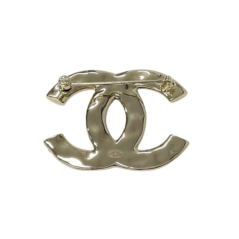 Chanel Brooch Corsage Gold Here Mark Rhinestone