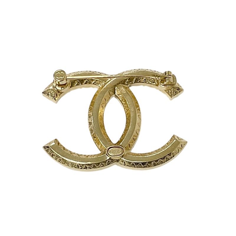 Chanel Brooch Corsage Gold Here Mark Rhinestone
