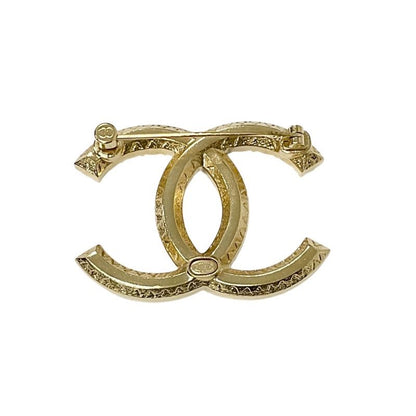 Chanel Brooch Corsage Gold Here Mark Rhinestone