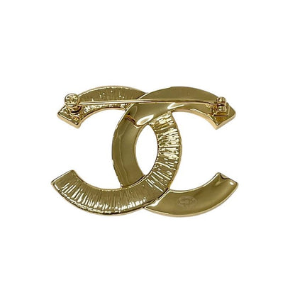 Chanel Brooch Corsage Gold Black Here Mark