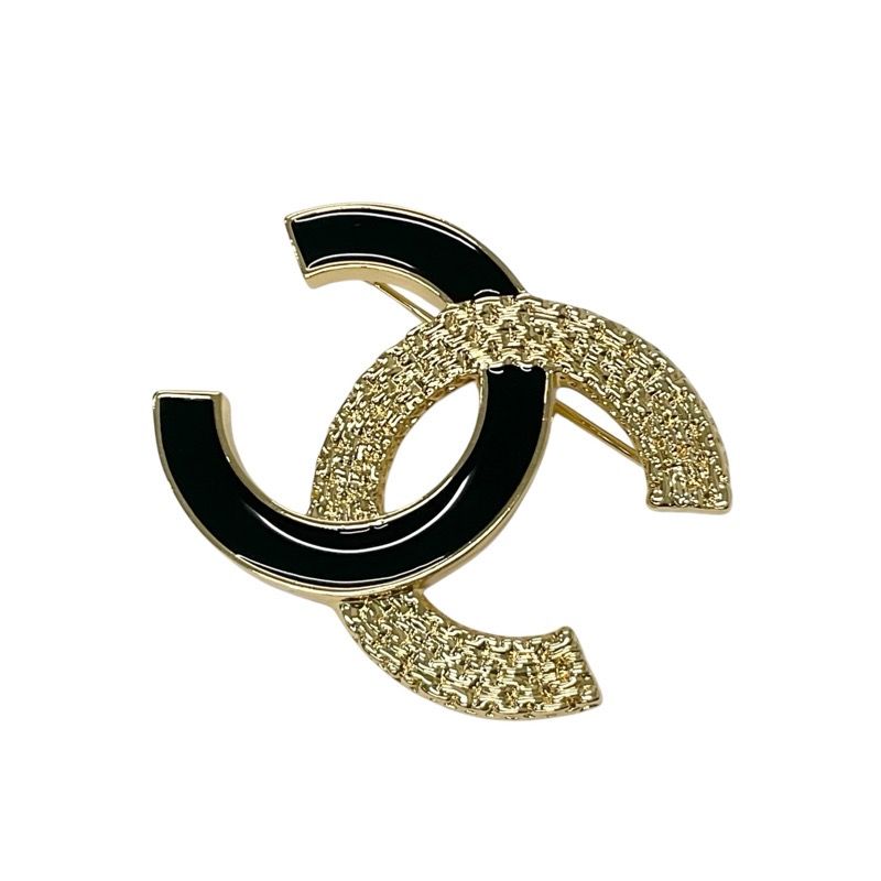 Chanel Brooch Corsage Gold Black Here Mark