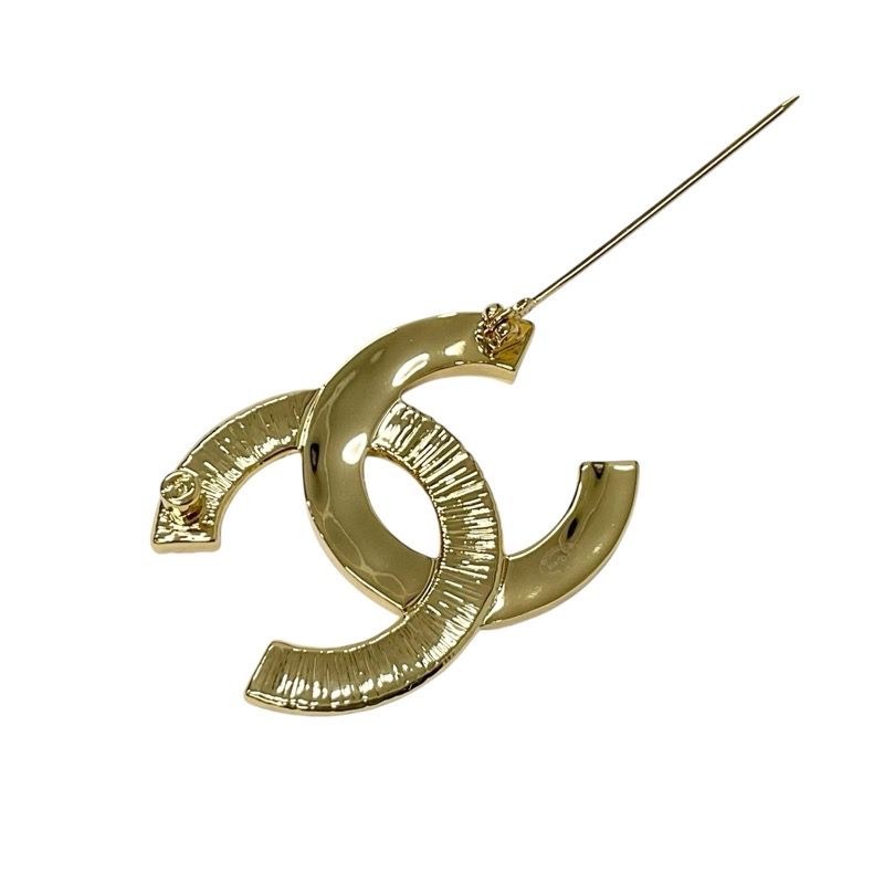 Chanel Brooch Corsage Gold Black Here Mark