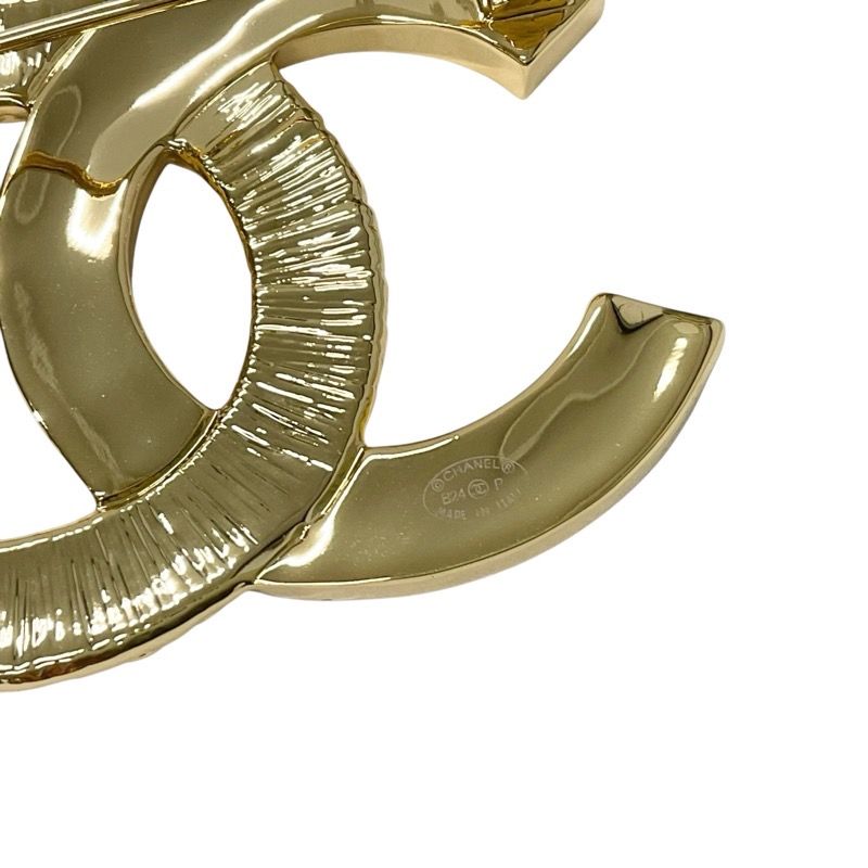 Chanel Brooch Corsage Gold Black Here Mark