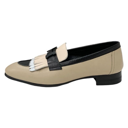 Hermes Royal Loafer Leather Shoes Leather Beige Black White Moccasin Flat Shoes