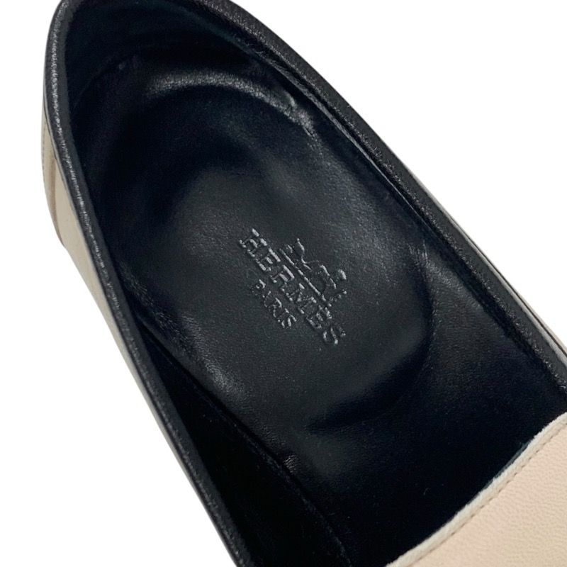 Hermes Royal Loafer Leather Shoes Leather Beige Black White Moccasin Flat Shoes