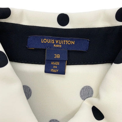 Louis Vuitton Dress Silk Black White Logo Dot Pattern Collar
