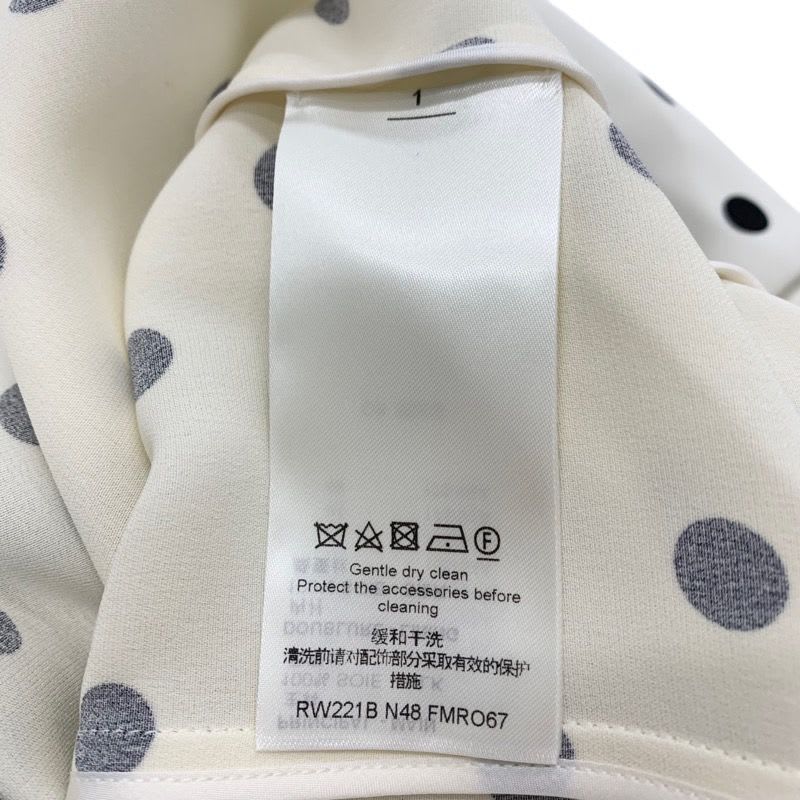 Louis Vuitton Dress Silk Black White Logo Dot Pattern Collar
