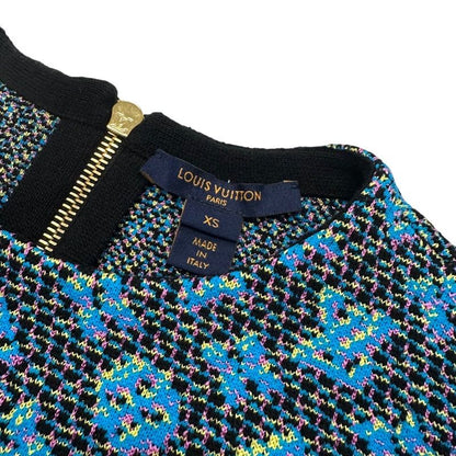 Louis Vuitton Monogram Dress Silk Blue Sleeveless