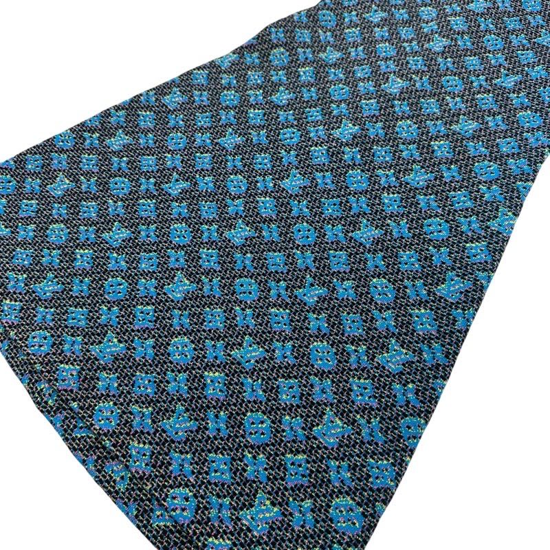 Louis Vuitton Monogram Dress Silk Blue Sleeveless