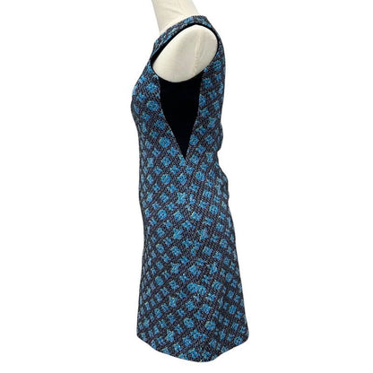 Louis Vuitton Monogram Dress Silk Blue Sleeveless