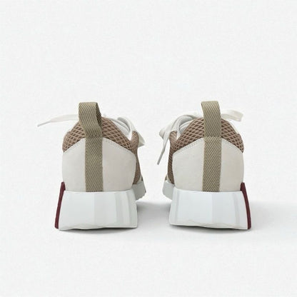 Hermes Bouncing Sneakers Shoes Fabric Suede Beige White