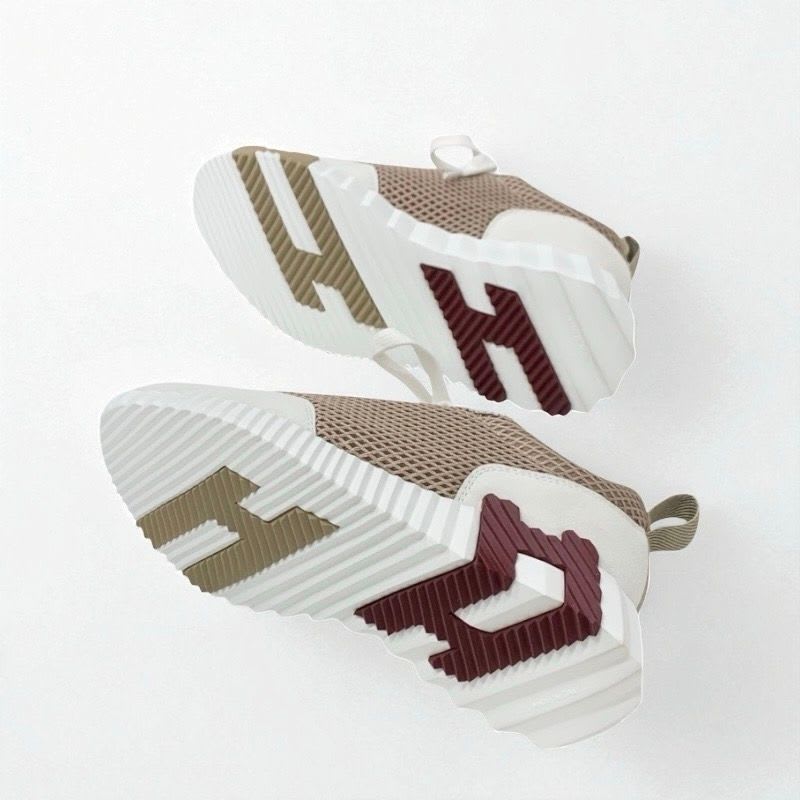 Hermes Bouncing Sneakers Shoes Fabric Suede Beige White