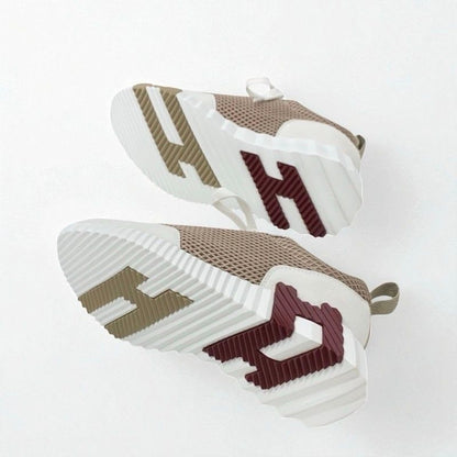 Hermes Bouncing Sneakers Shoes Fabric Suede Beige White