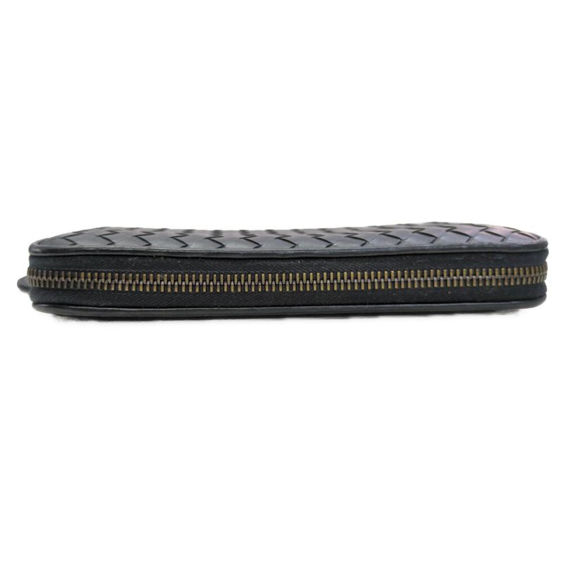 Bottega Veneta Intrecciato Round Zipper Long Wallet / Black / Next-day Delivery